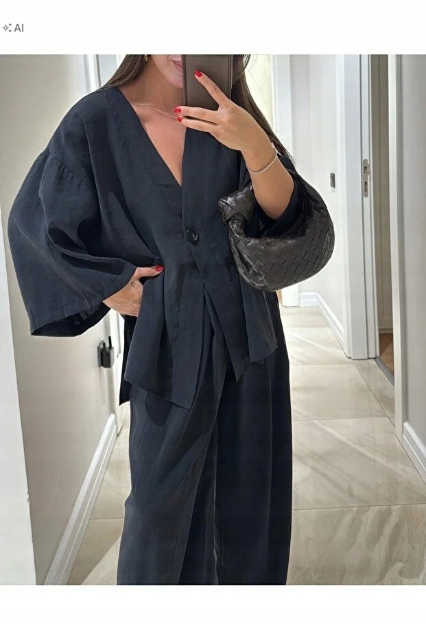 Černý Dámský Oversize Komplet Z Měkké Tkaniny 5IA