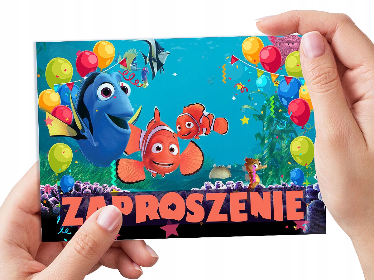 ZAPROSZENIE GDZIE JEST NEMO NA URODZINY DZIECKA + KOPERTA GRATIS