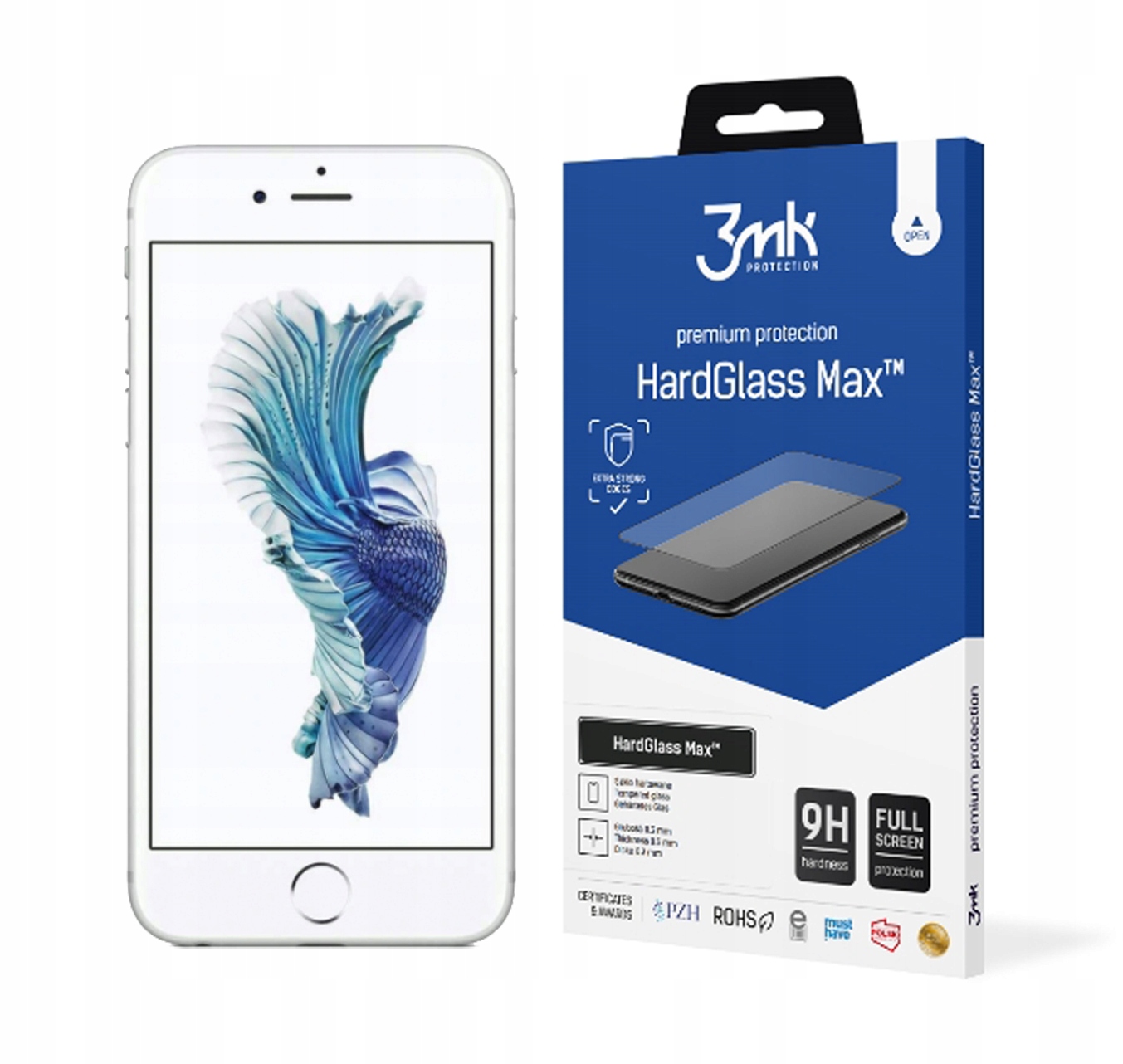 

3MK Szkło HardGlass Max do iPhone 6 Plus białe 9H