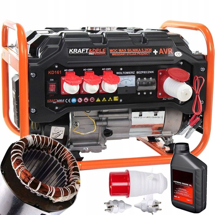 Agregat Generator Prądotwórczy KW6500 Miedź Avr+