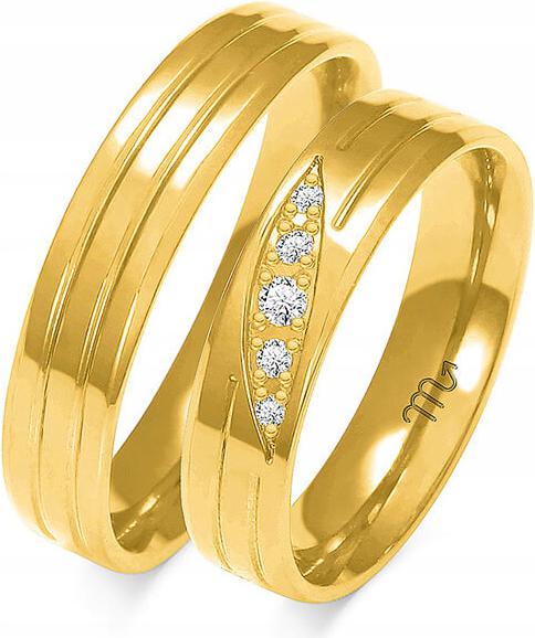 Moderní zlatý svatba prsten 14K 585 r 26 27 28 elegantní gravírování model