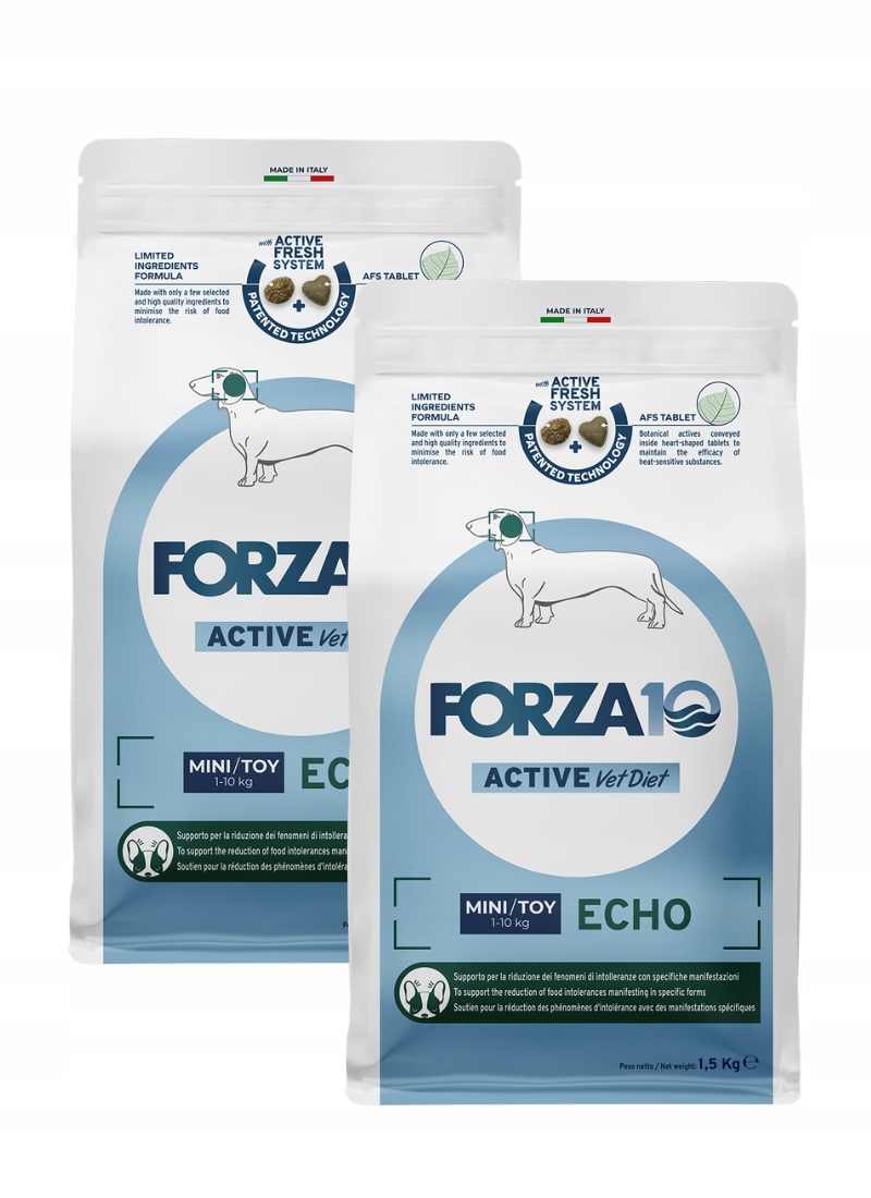 Forza10 Veterinární dieta Echo Active Mini &amp; Toy pro psa 2 x 1,5 kg