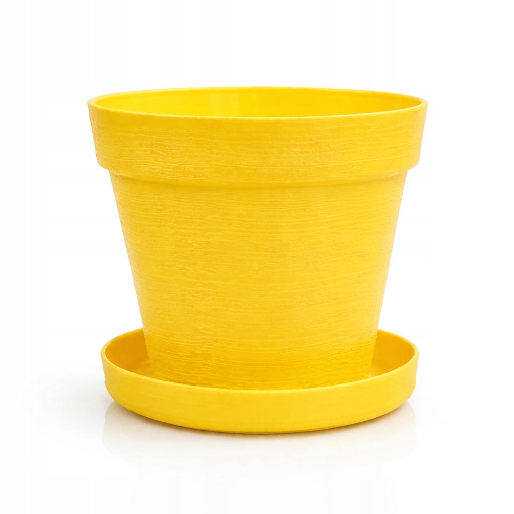 Doniczka LOFT 12 cm + Dopasowana Podstawka, Stylowy Zestaw EKO, Żółty
