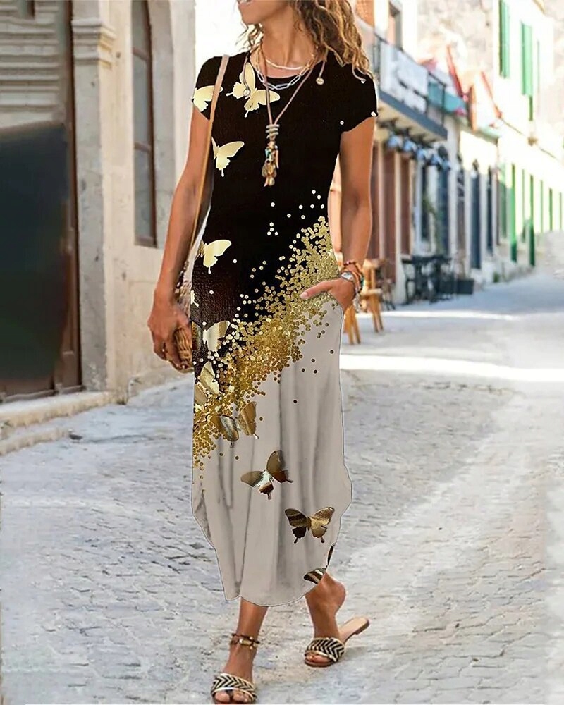 DŁUGA LETNIA SUKIENKA DAMSKA BAWEŁNIANA WZORY Marka inna