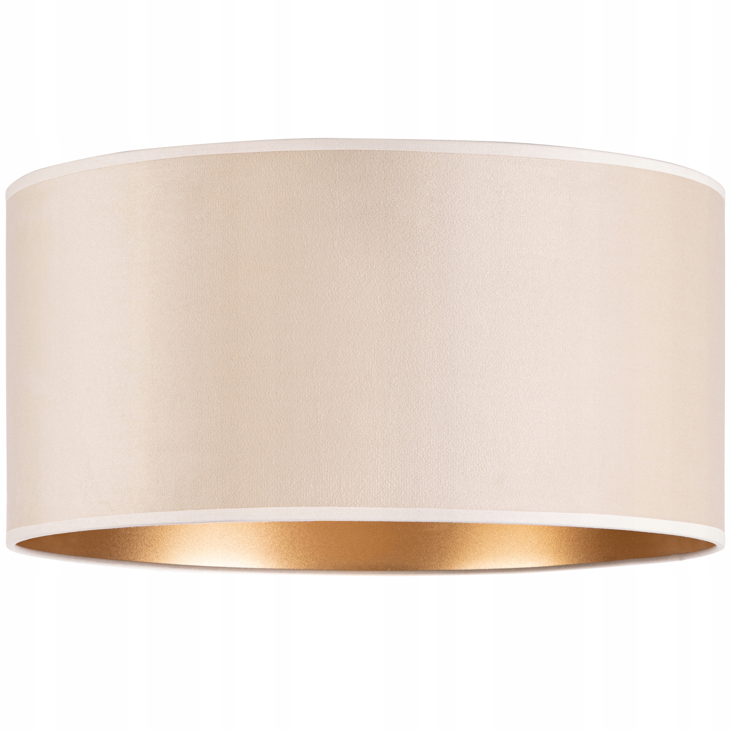 Abażur welurowy okrągły tuba 40cm Welur beżowy złoty