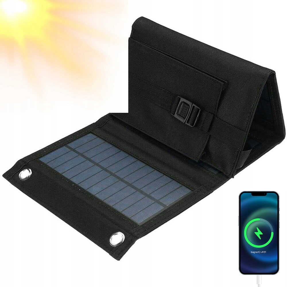 Ładowarka Słoneczna Usb Panel Słoneczny 20W 5V Składany Powerbank Solarny