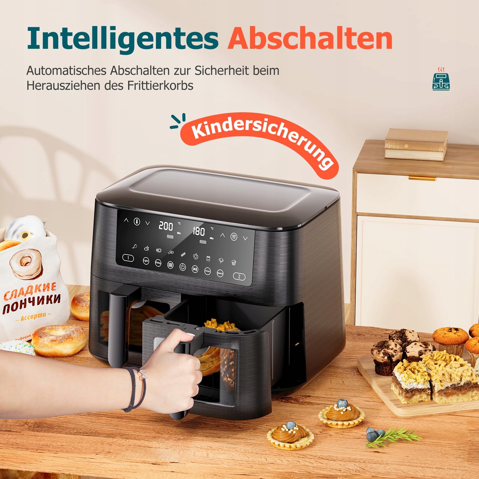 DUAL ZONE AIRFRYER 9L XL 2 Szuflady Zdrowe Gotowanie — miniatura 2