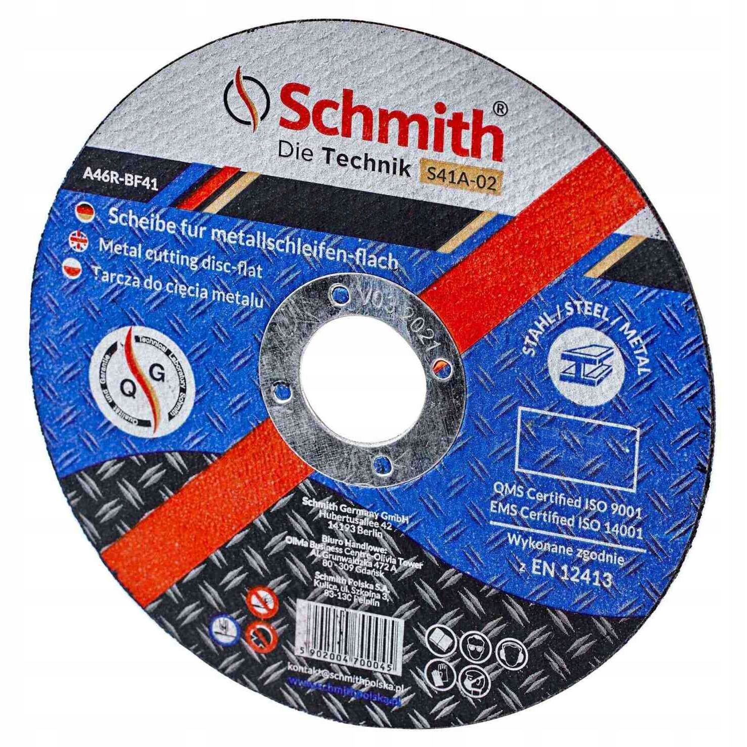 SCHMITH TARCZA DO CIĘCIA METALU 115x1 MOCNA Z DROBINAMI DIAMENTU