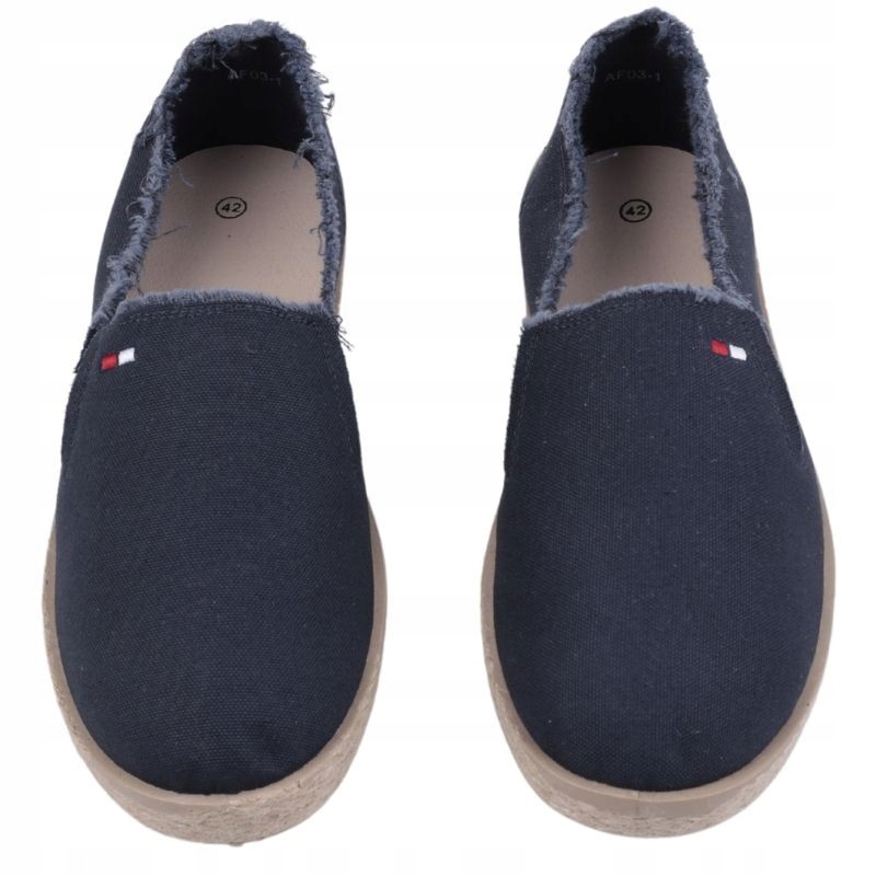 GRANATOWE ESPARDYLE MĘSKIE WSUWANE TRAMPKI PŁASKIE TENISÓWKI WKŁ. EKOSKÓRA Stan opakowania oryginalne