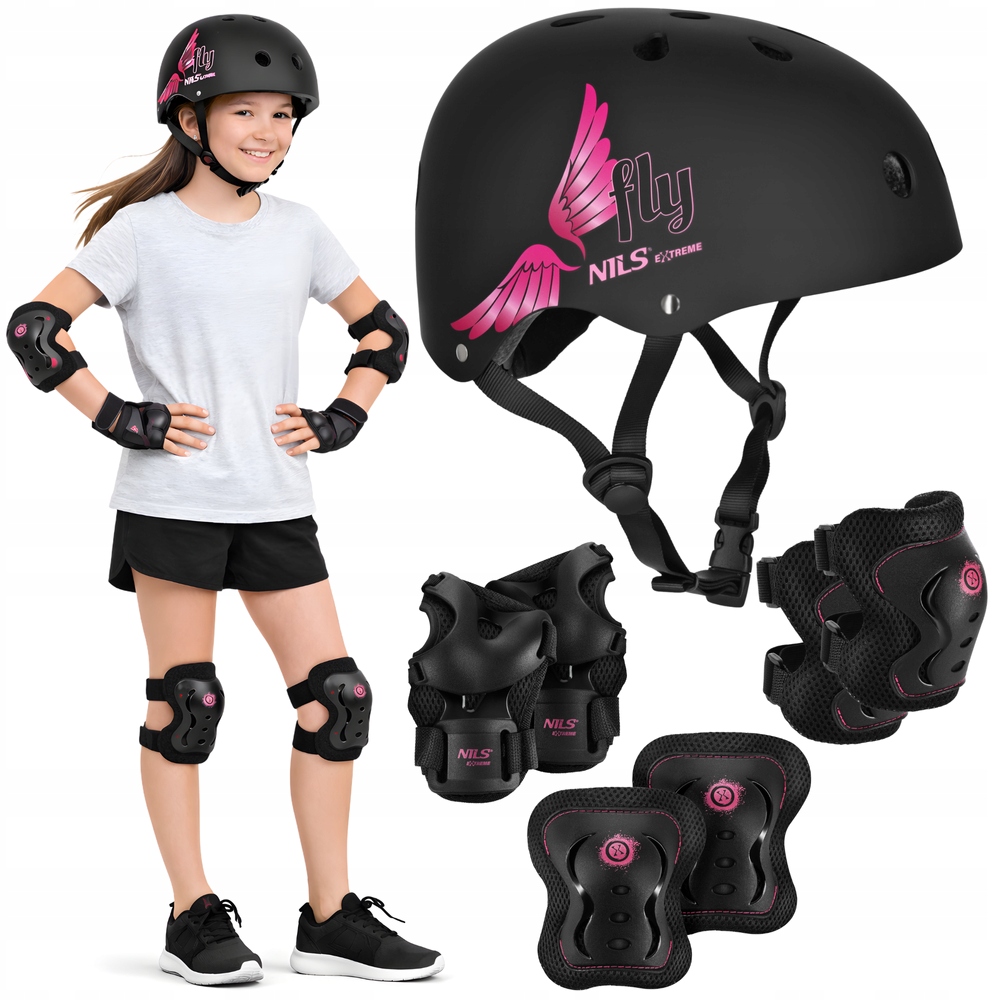 Kask Rowerowy Z Regulacją Dla Dziecka Na Hulajnogę 58-61 cm Ochraniacze L