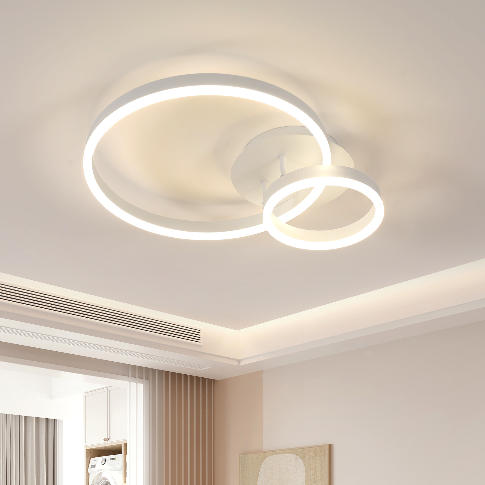 LAMPA SUFITOWA PLAFON LED BIAŁA ZYRANDOL PIERŚCIEŃ NOWOCZESNA SALONU 4500K 42W