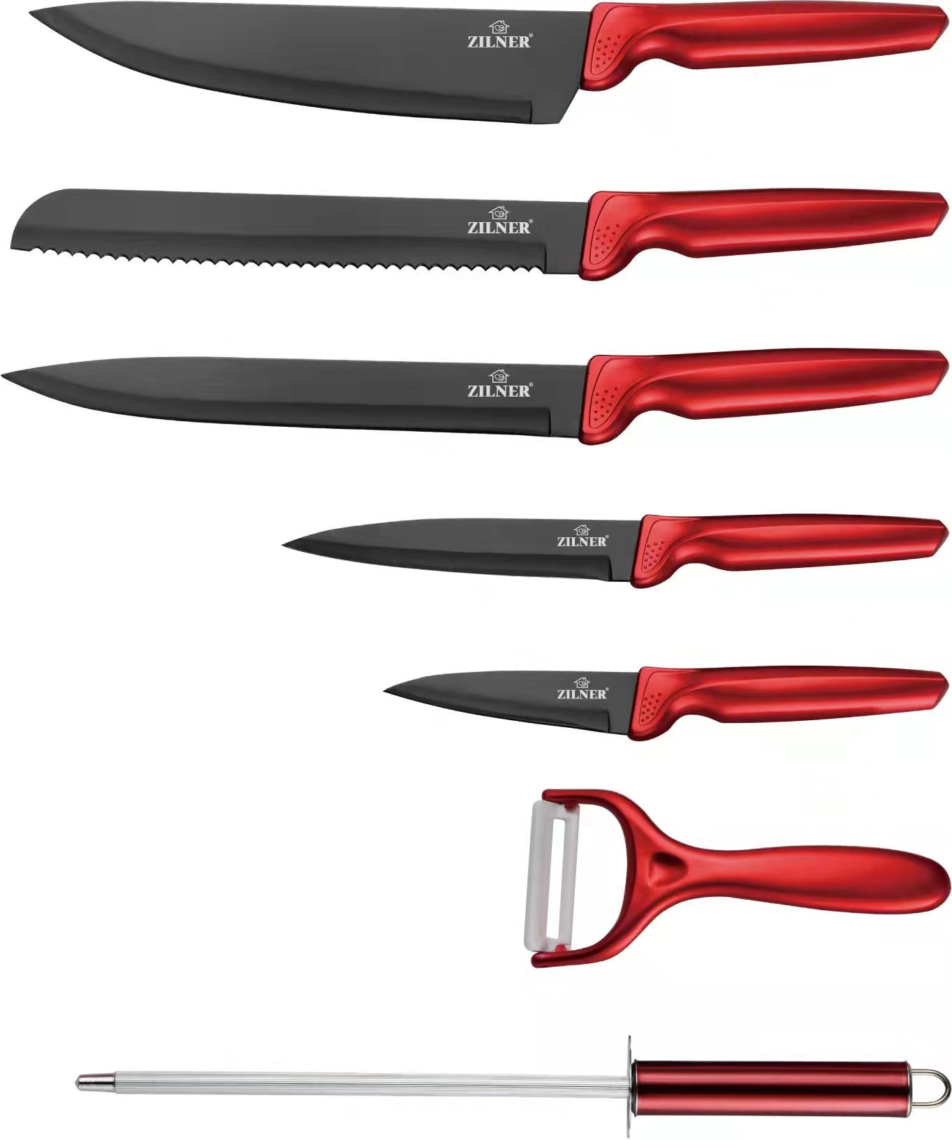 ZESTAW NOŻY NA STOJAKU 8 ELEMENTÓW ZL-5099 Wykończenie połysk