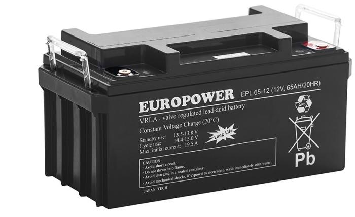 Akumulátor Agm Europower série Epl 12V 65Ah (životnosť 15 rokov)