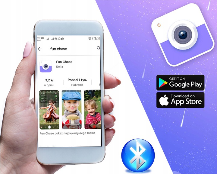 UCHWYT DO ŚLEDZENIA OBIEKTÓW SELFIE STICK 360 Obsługiwane systemy operacyjne Android iOS