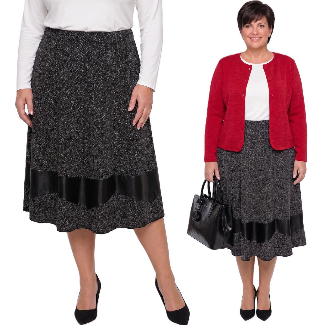 Šedo-černá sukně s plus size vzory, velikost 56/58