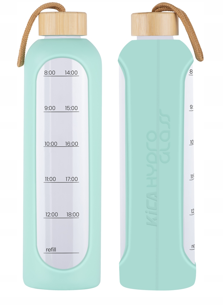 Butelka szklana Bidon KiCA Hydro Glass 1000 ml zielona