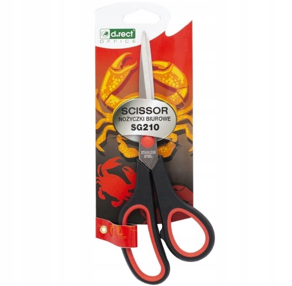 NOŻYCZKI Z GUMOWYM UCHWYTEM STALOWE 21 CM D.RECT