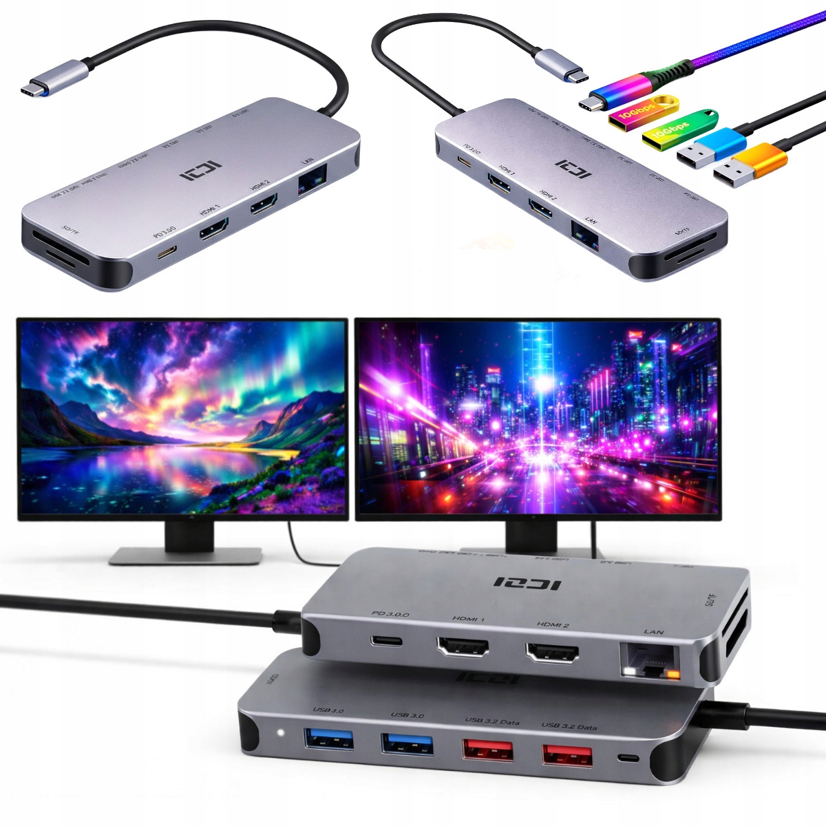 Zaawansowana Stacja dokująca Usb-c do Macbook M1 Air Pro Usb Hdmi Dp