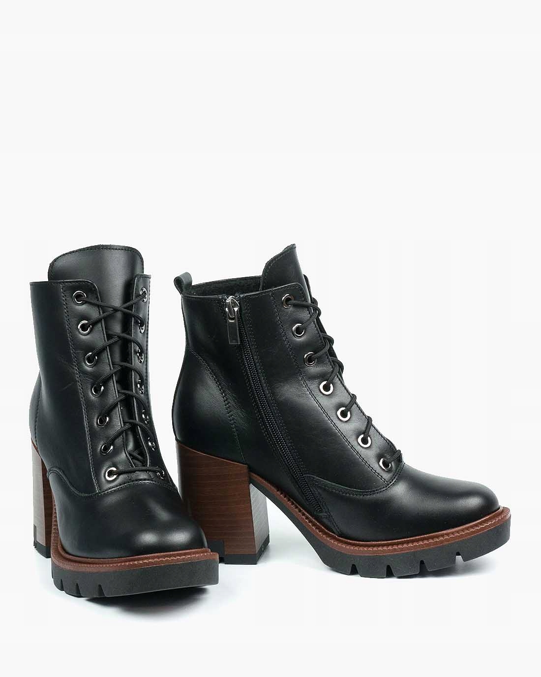 Czarne botki damskie skórzane Oleksy R40 Rozmiar 40