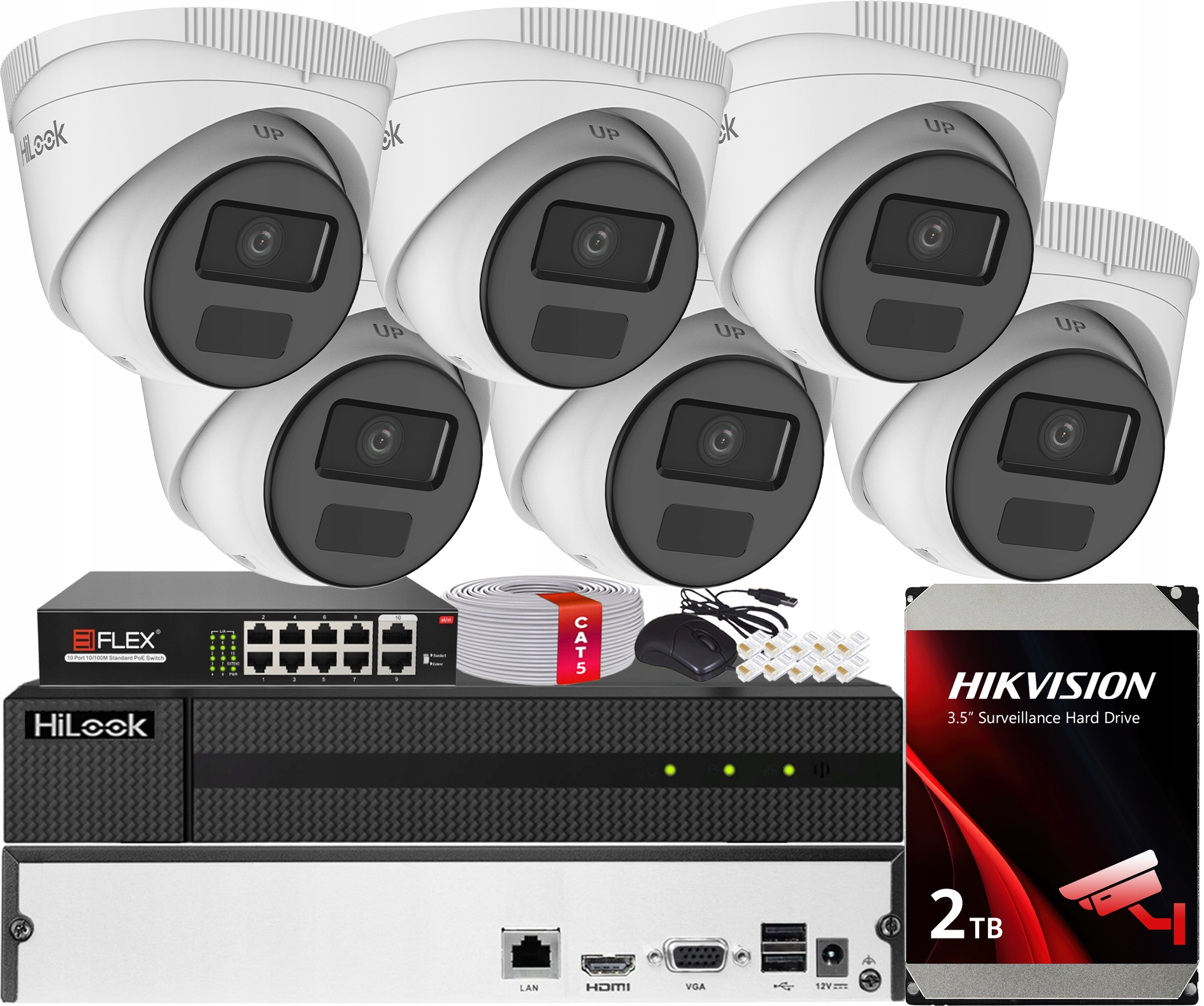 Monitorovací Set Poe 6 Kamer 2MPx IR20m Hilook od Hikvision Hdd 2TB