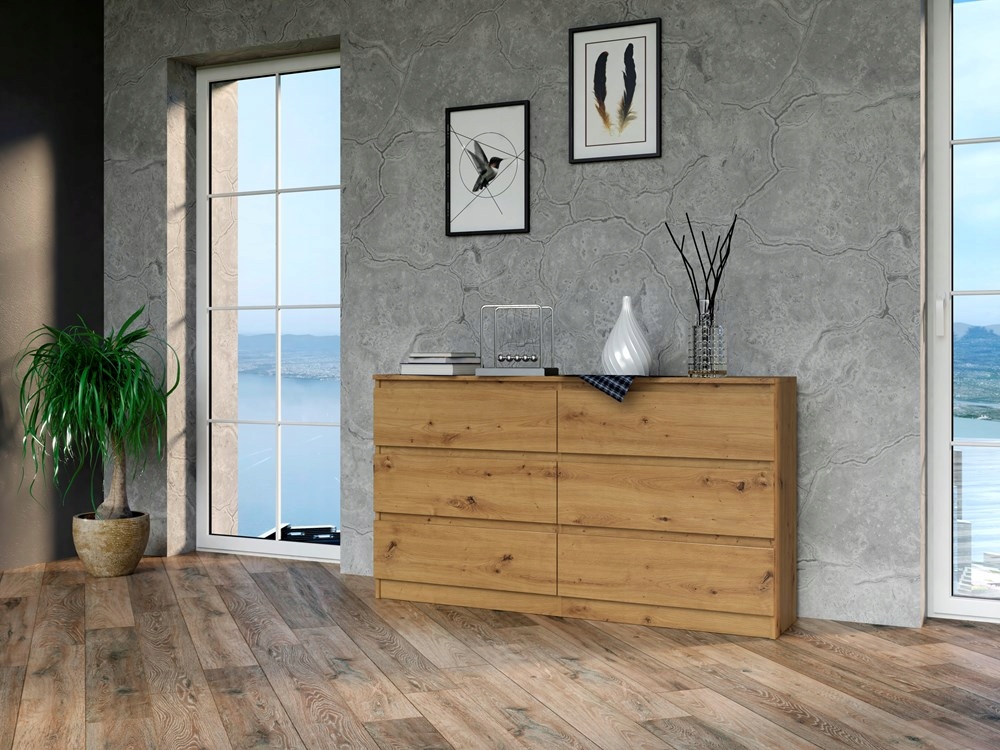 KOMODA NOWOCZESNA 140CM DĄB ARTISAN SŁUPEK REGAŁ SZAFKA SCHOWEK SZUFLADY Marka ATS