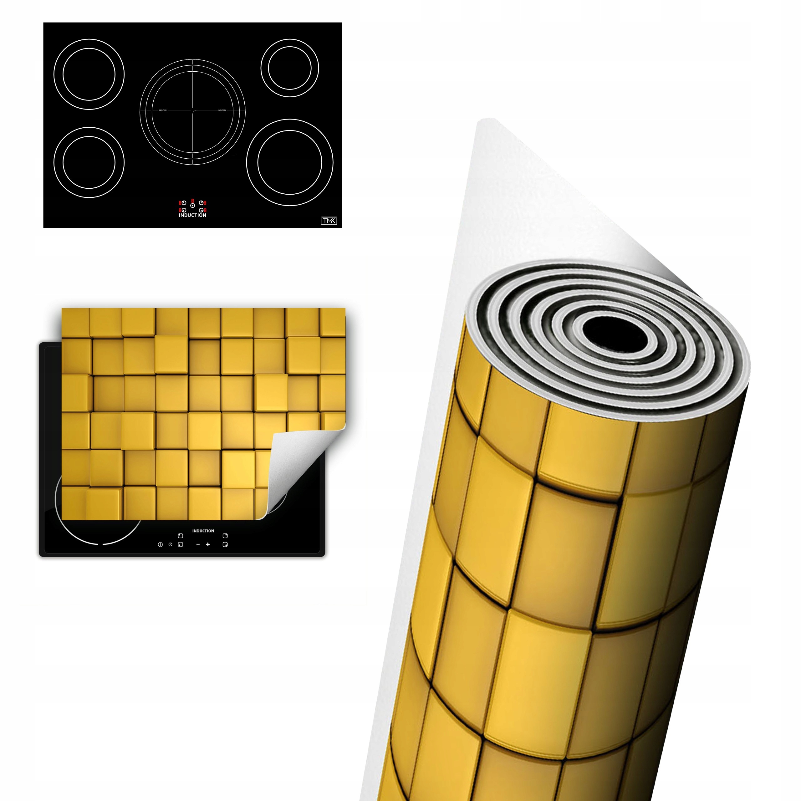 Vinylová Ochrana Na Indukci Desky 80x52 žlutá 3D