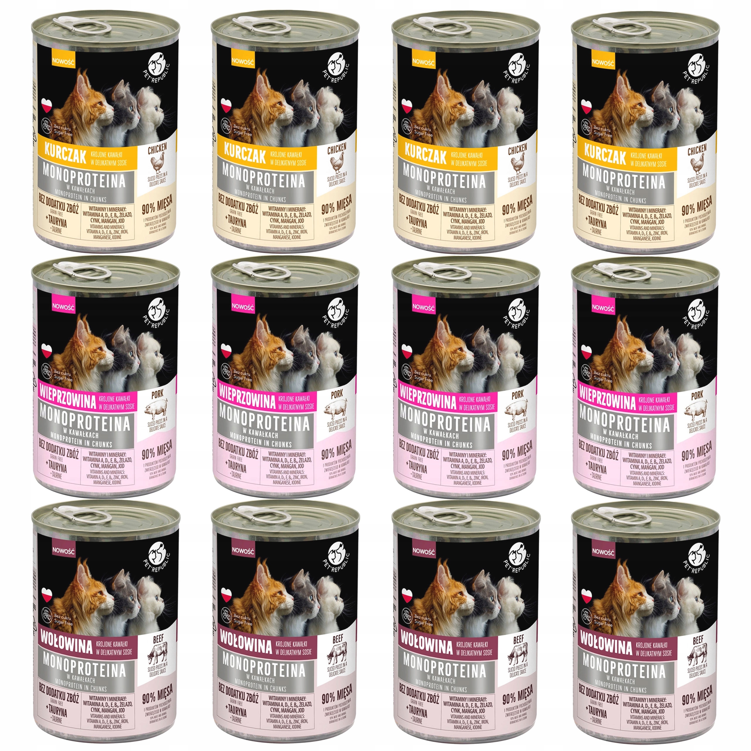 Pet Republic Mono Protein Mix Chutí krmivo pro kočky mokré 12 x 400 g