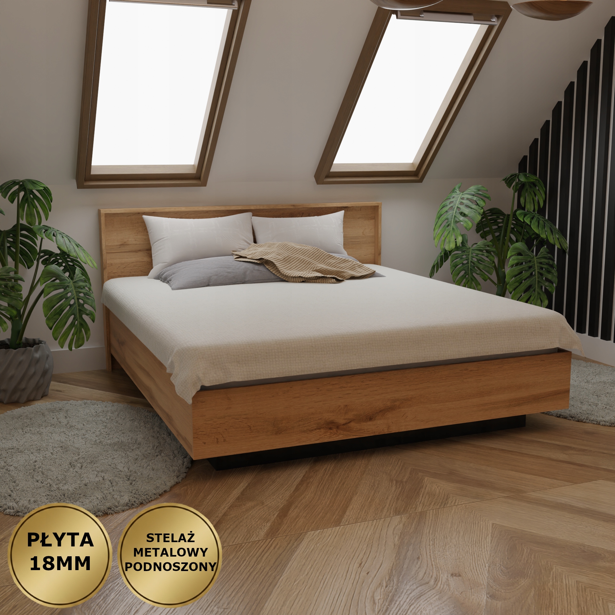 Levitující Postel Olivia 120X200 Kovová Konstrukce Zvedací Deska 18 MM