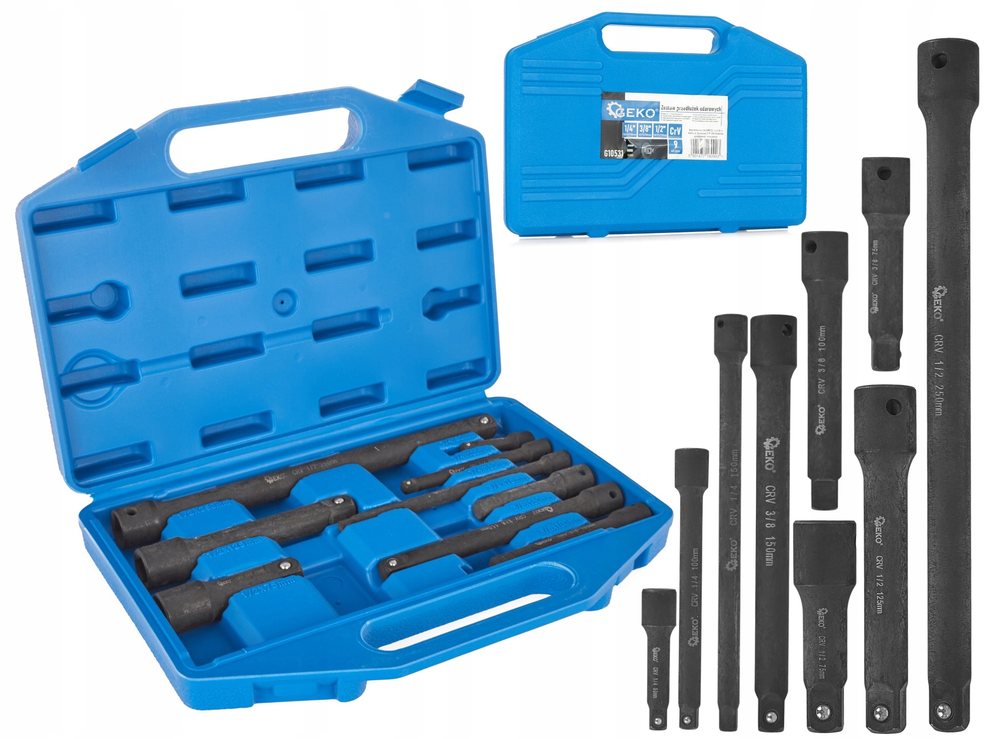 Zestaw Przedłużek Udarowych Do Nasadki Klucza Warsztatu 1/4" 3/8" 1/2"