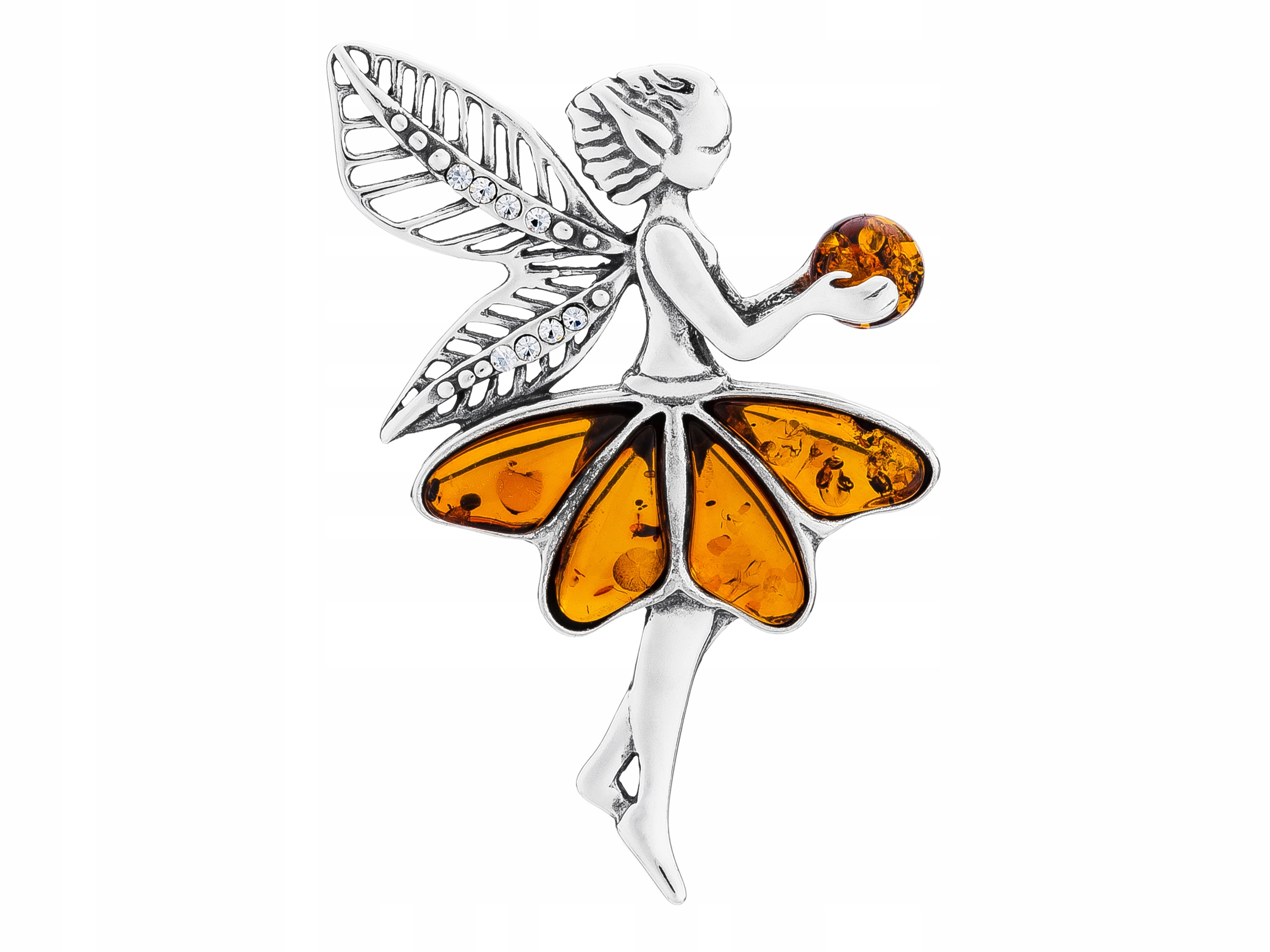 Stříbrný Přívěsek Elf s jantarem Oxidovaný stříbrný přívěsek Víla 925