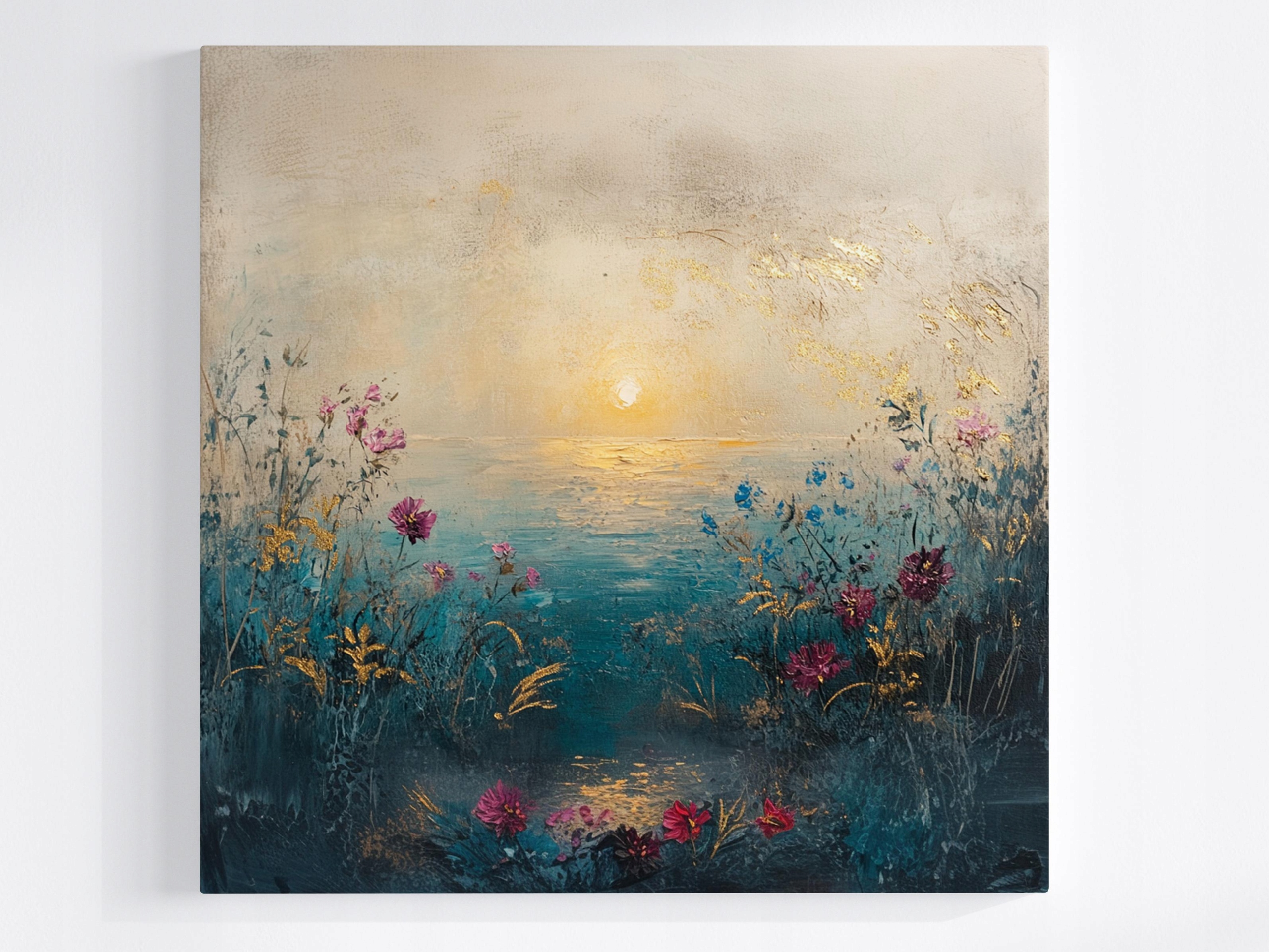 Obraz Na Plátně Canvas Krajina Voda Moře Pobřeží Květiny Slunce 80x80