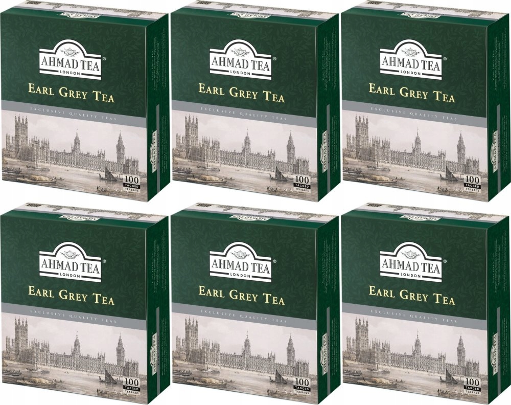 Herbata expressowa czarna Earl Grey Ahmad Tea 100 torebek x 6 Opak