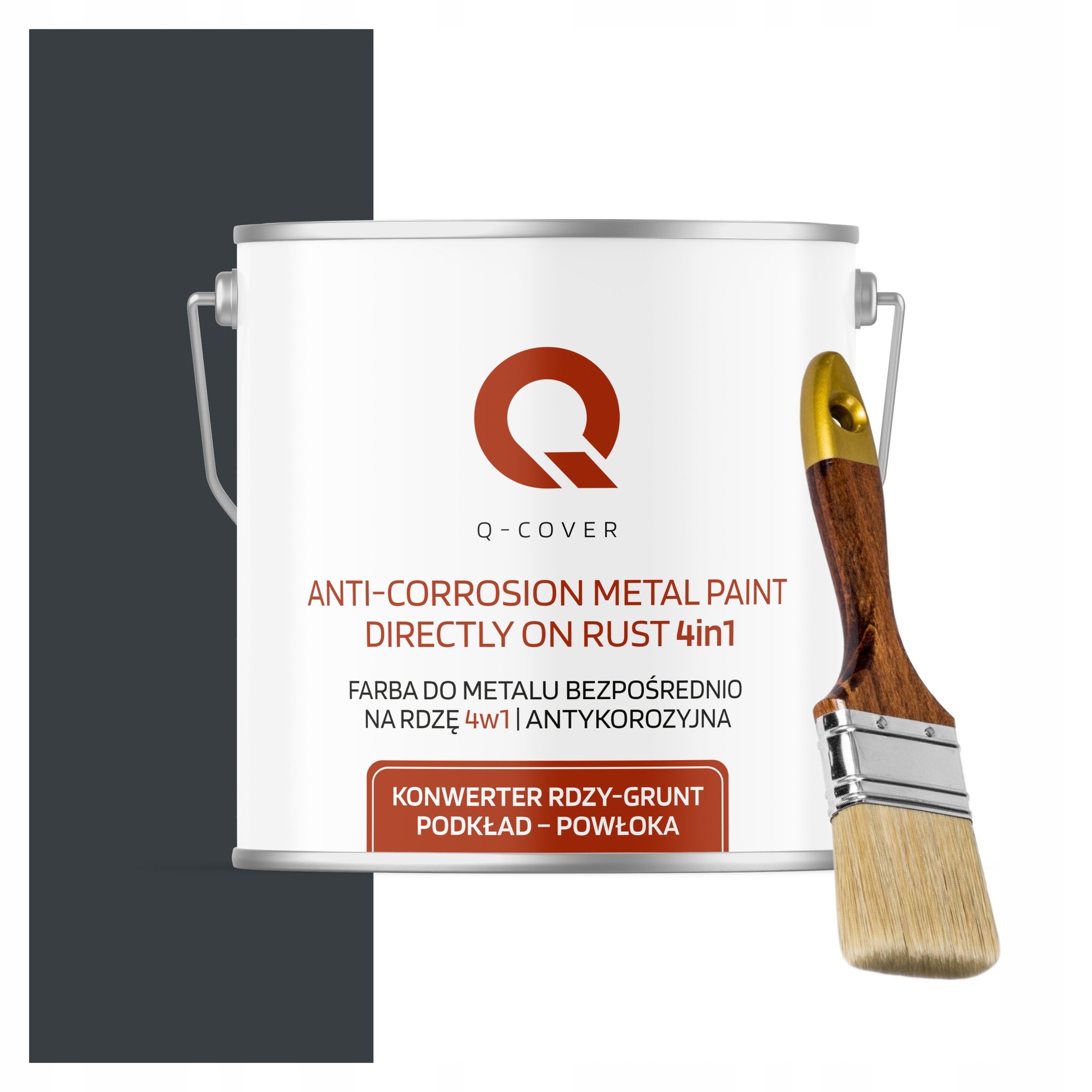 Antikorózna farba na kov 5L Vysoký lesk Farba Antracit štetec