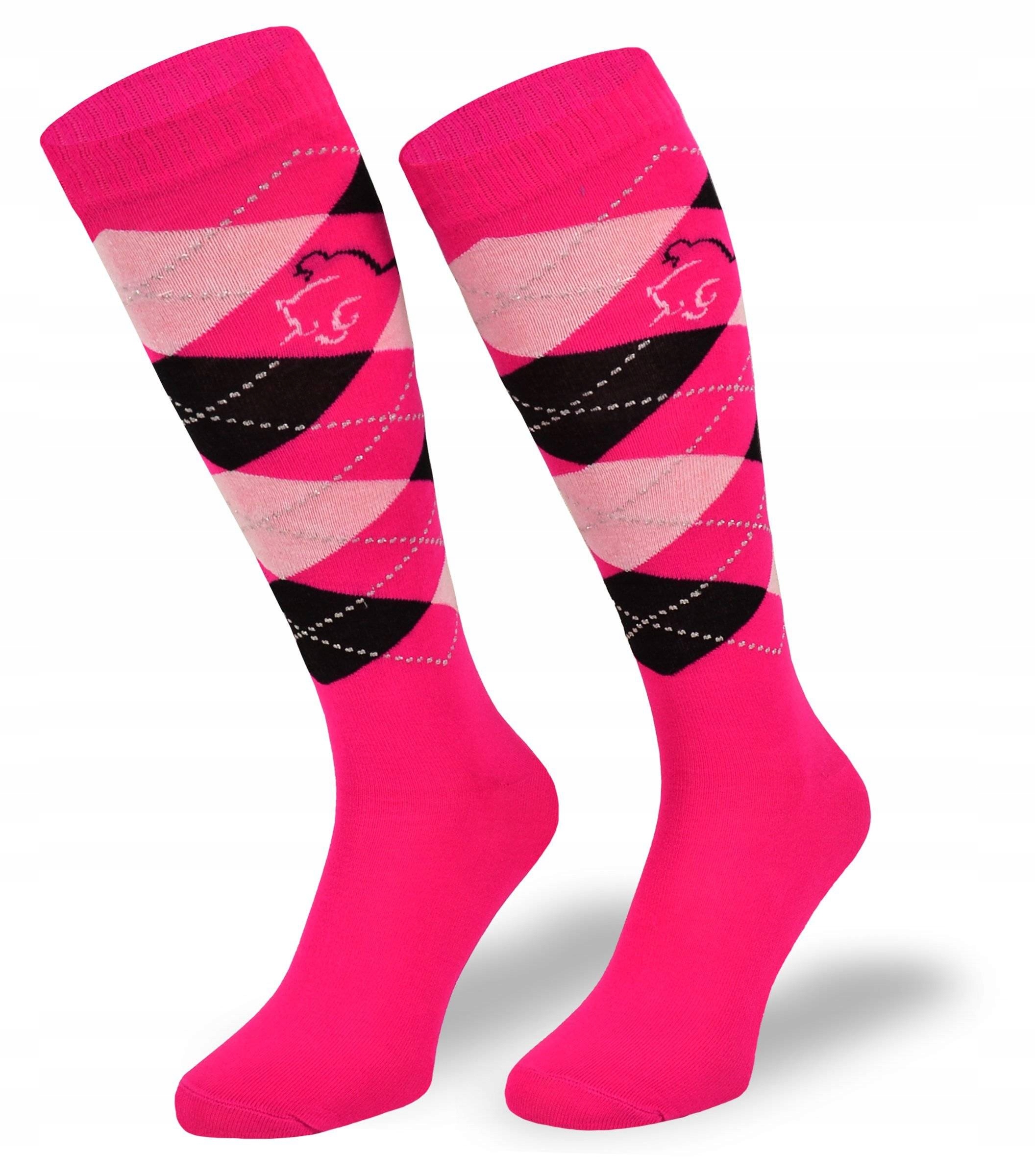 

Dziecięce skarpetki na konie w różowe romby