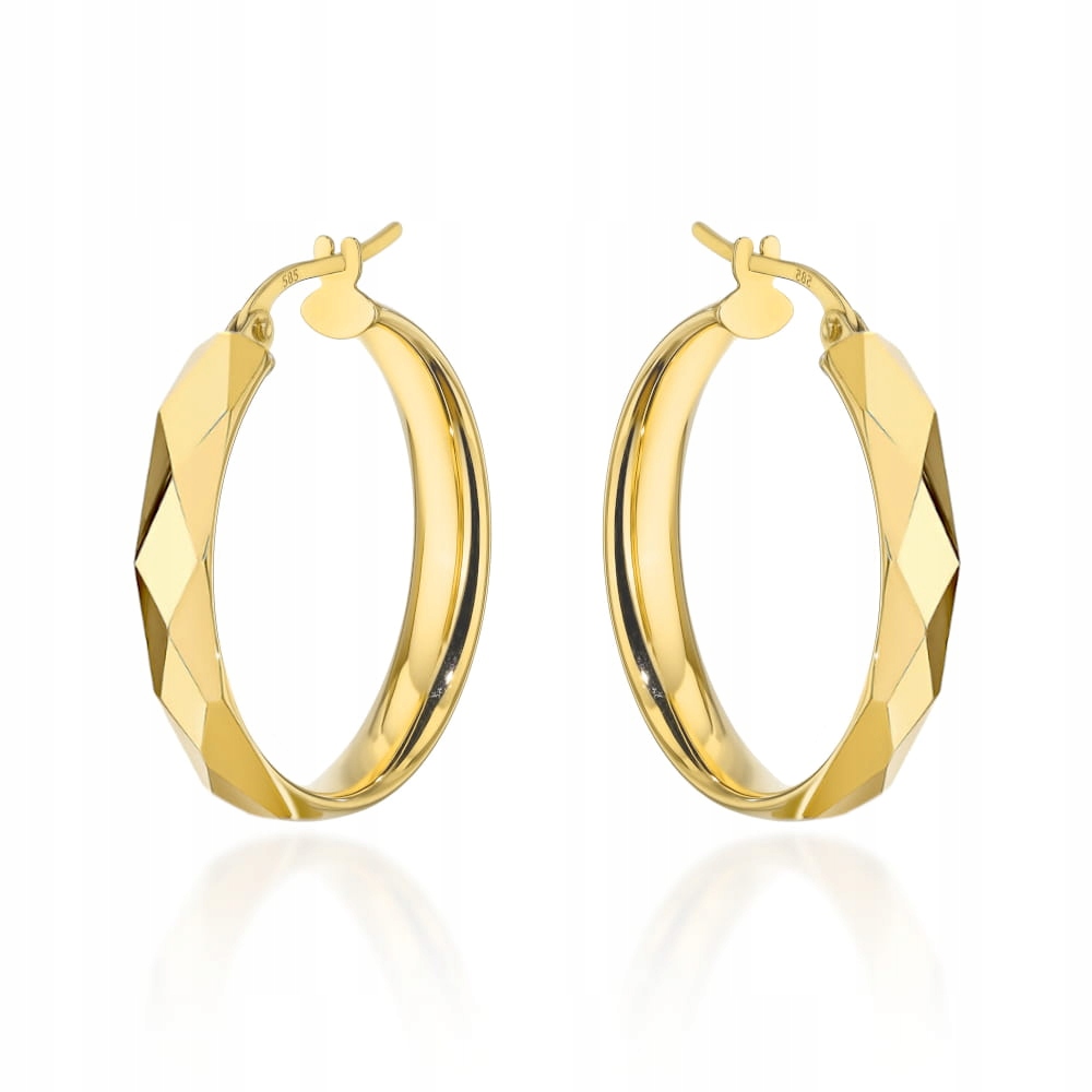 Zlaté kruhové Náušnice 585 zdobené diamanty, dárek pro snoubenku