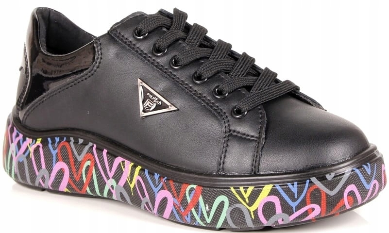 Polobotky Tenisky Kožené Černé Vícebarevné