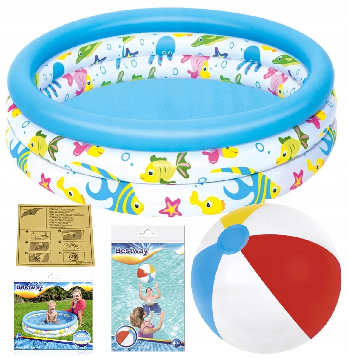 

Basen Dmuchany Dla Dzieci 102cm Piłka Plażowa 51cm