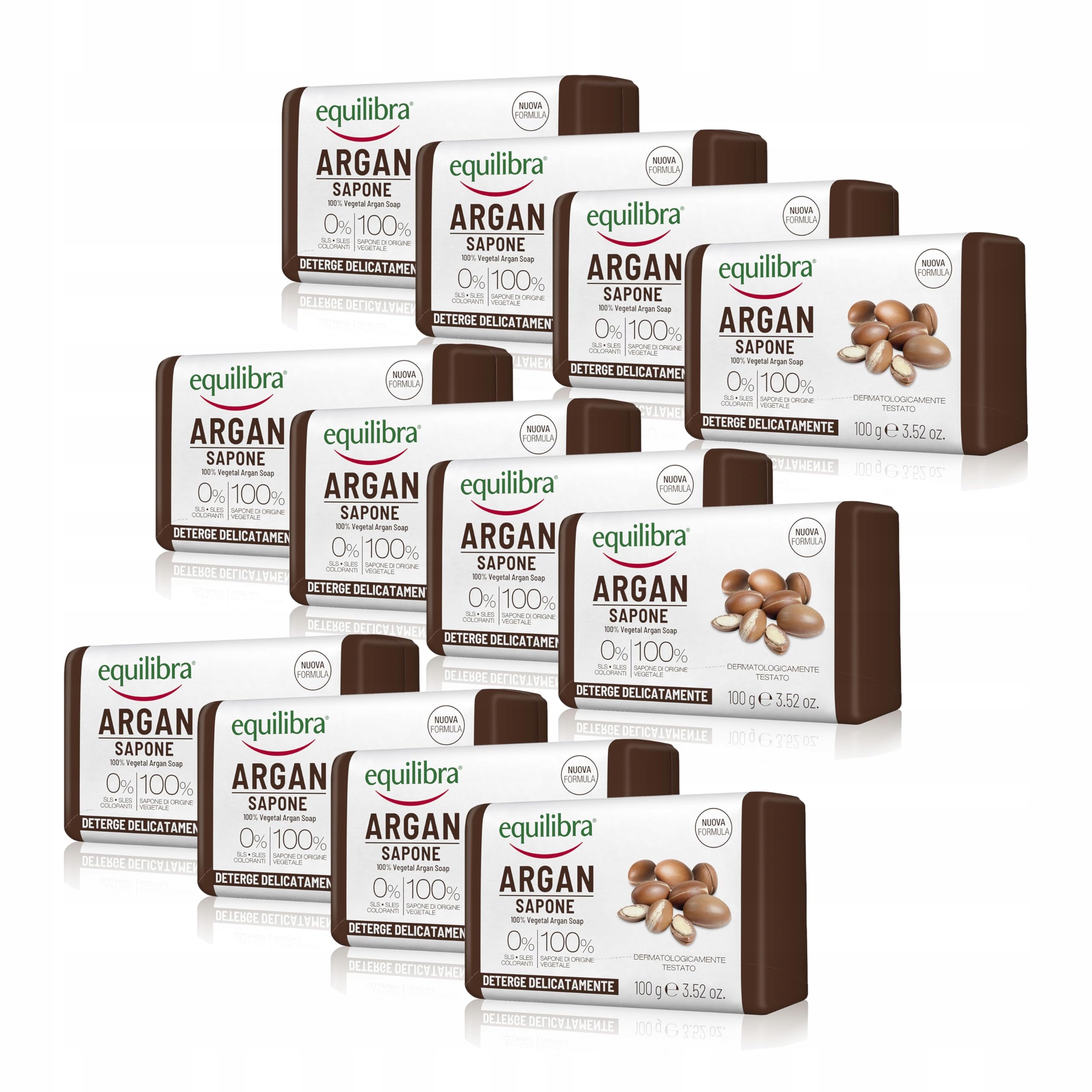 Equilibra Arganové mýdlo 100% rostlinné 100 g 12 Kusů