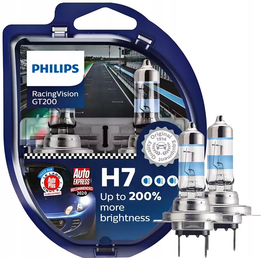 Żarówki Philips H7 RacingVision GT200 +200% 12V Homologacja 2szt