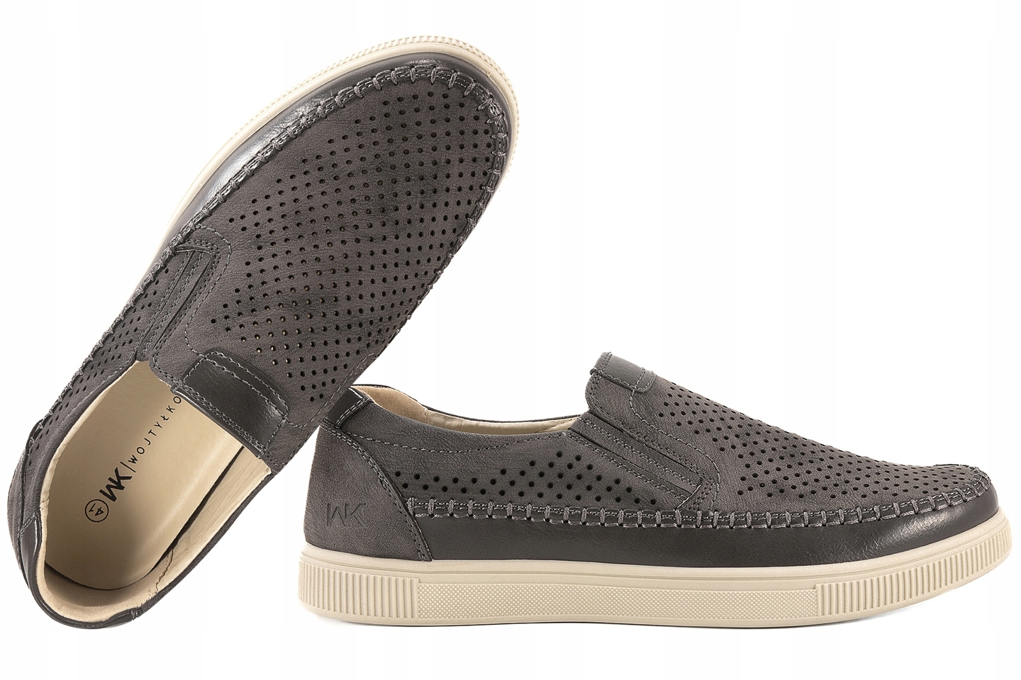 Wojtyłko 9W25369S Mokasíny Ažurové Pánské Polobotky Casual Eko Grafitové 41