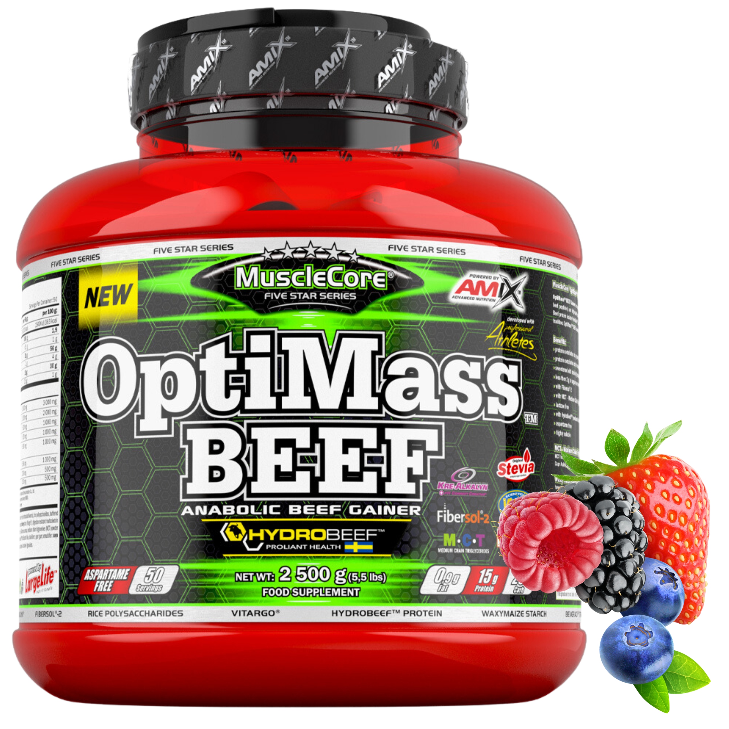 Mass Gainer bez cukru Beef Protein Kreatin L Glutamin Bcaa OptiMass Beef