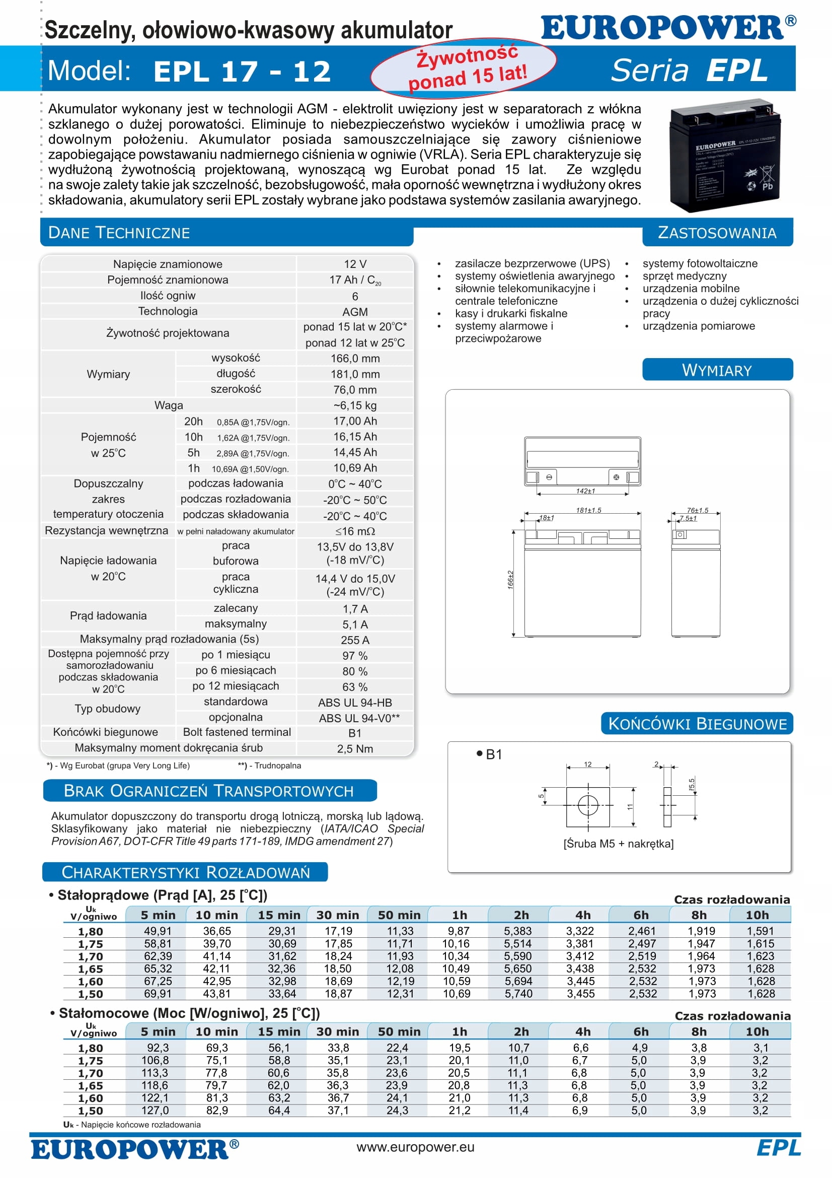 RBC148 RBC 148 #148 ZESTAW AKUMULATORÓW PAKIET BATERII UPS APC 2x EPL 17-12 Producent Europower