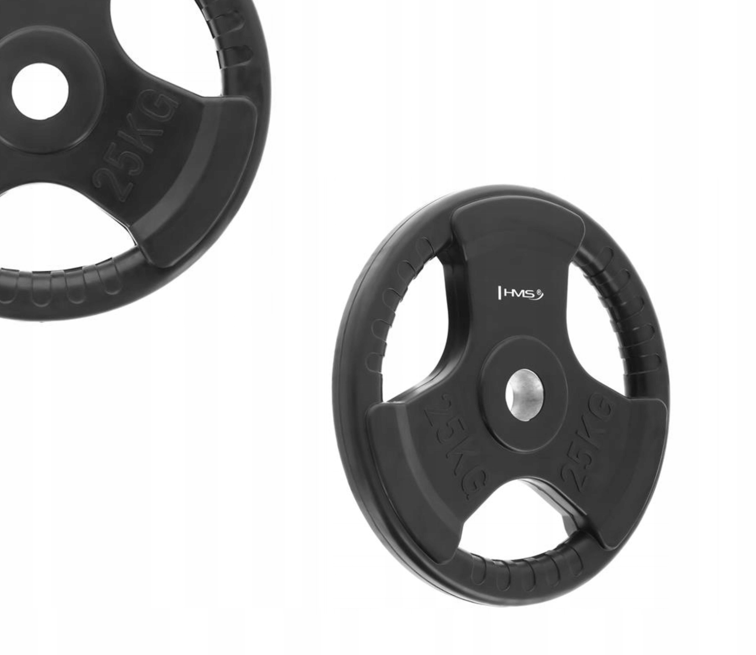 Litinový olympijský talíř s pogumovaným tvarovaným držadlem 25 kg Hms TOK25