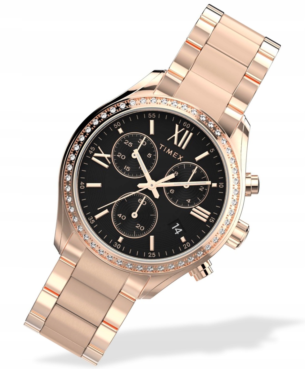 Dámské hodinky na náramku Timex Chrono TW2W20100 Rose Gold Gravírování za 0