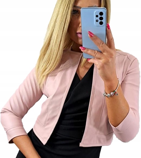 C333 BIZNESOWE SKÓRZANE BOLERKO ŻAKIET MARYNARKA Rozmiar.36