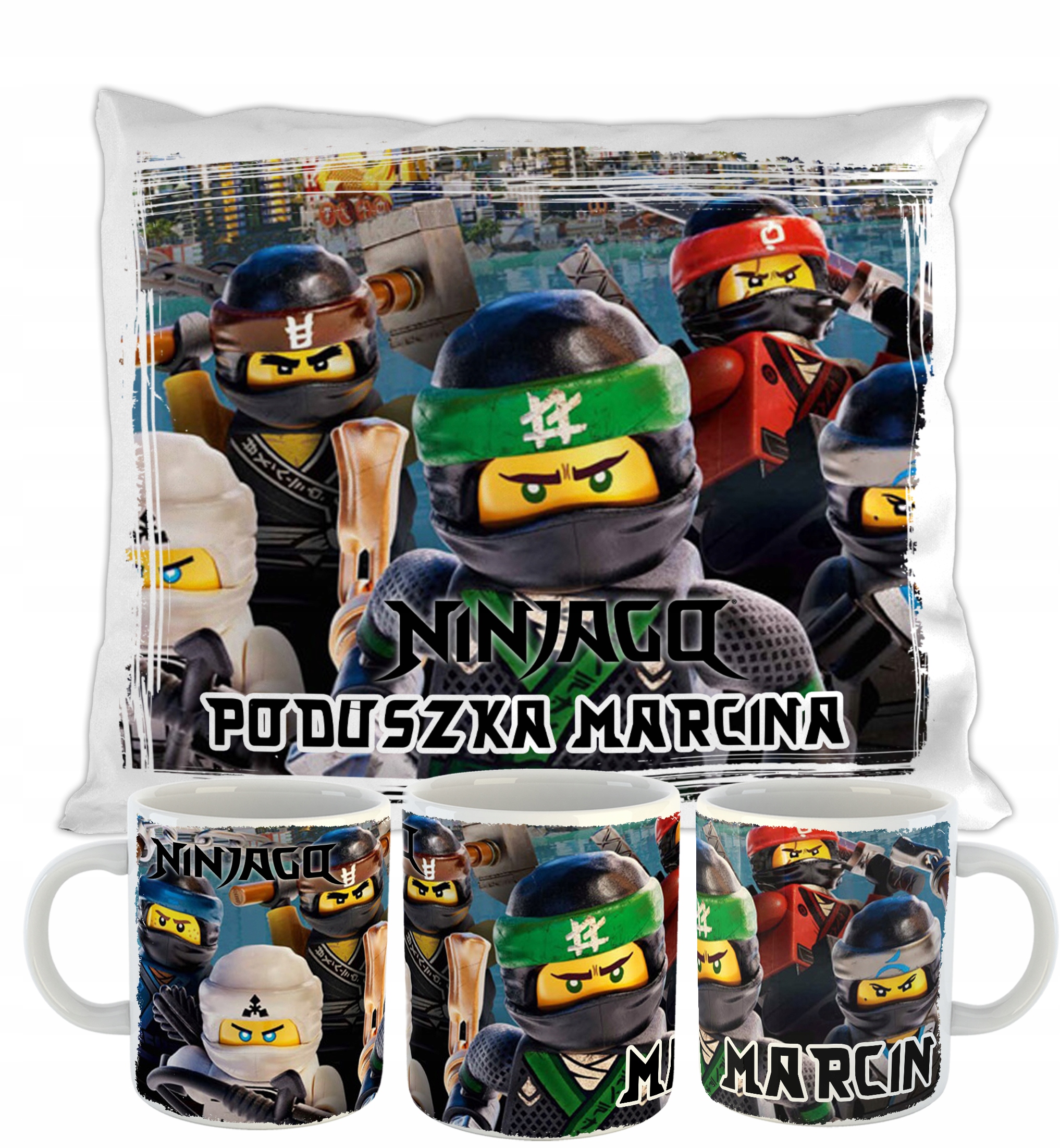 

Kubek i Poduszka z nadrukiem Lego Ninjago imię