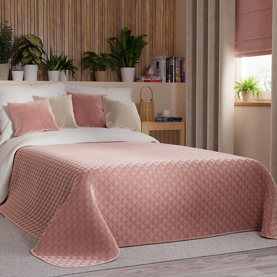 Dekorativní přehoz oboustranný 220 x 240 cm růžový