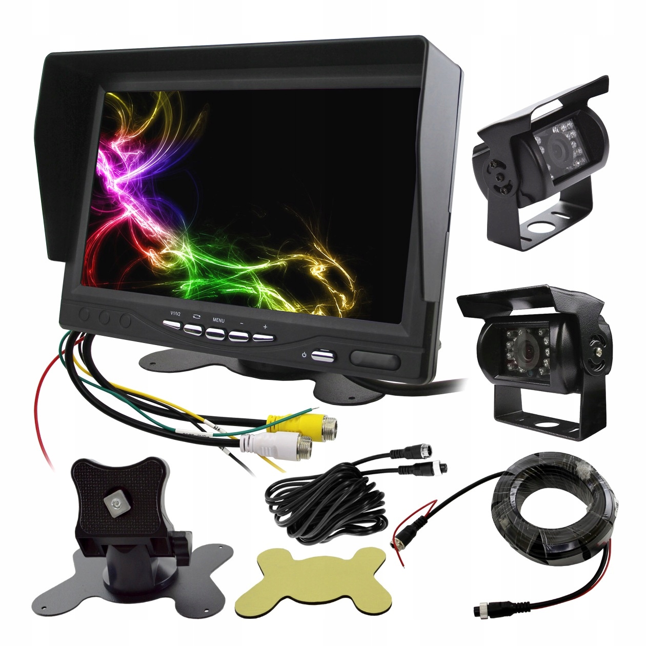 Monitor samochodowy EKRAN 7 cali 2 KAMERY 4 PIN 12-24V