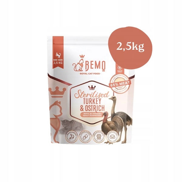 Bemo Cat Sterilised karma sucha dla kota z indykiem i strusiem 2,5kg