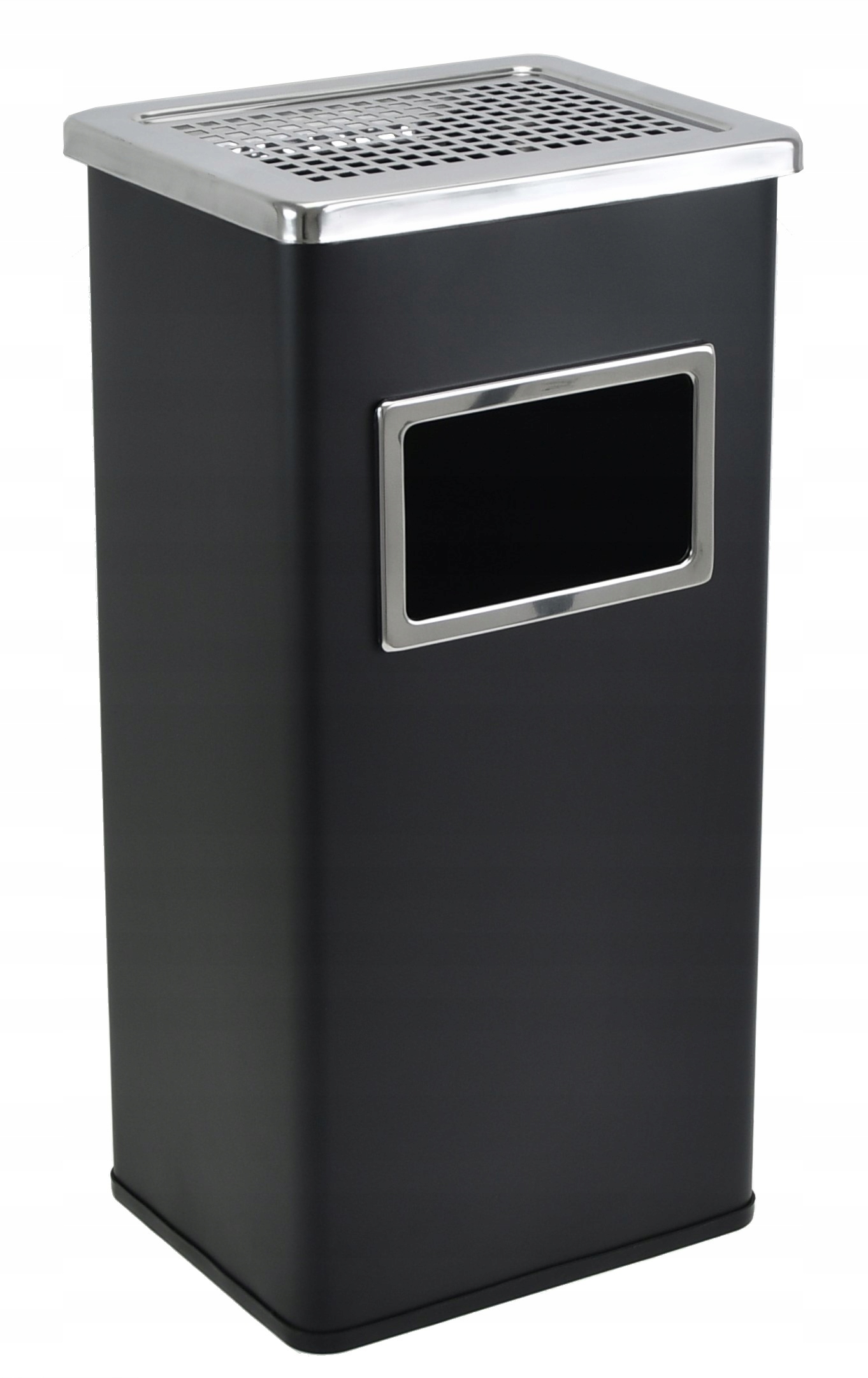 Popielnica Z Koszem Na Śmieci Zewnętrzna Stojąca Metalowa Czarna 30 L